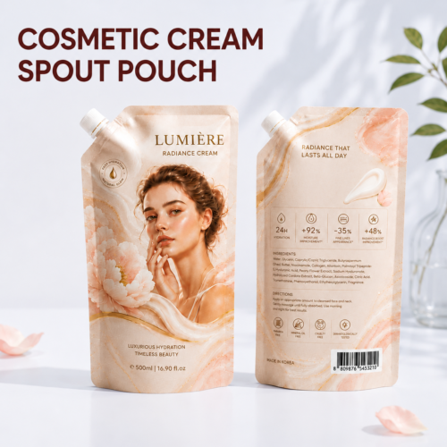 Custom Cosmetic Spout Pouch Packaging For Skincare Refill Products