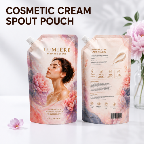 Cosmetic Spout Pouch Packaging Structure And Custom Printing Details