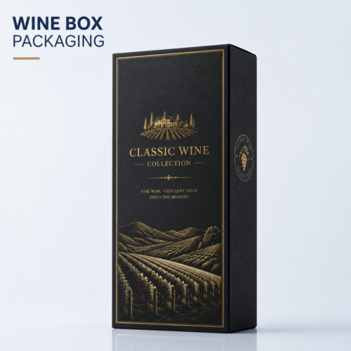 Custom Wine Bottle Packaging Box Structure And Detail Views For Wine Gift Packaging
