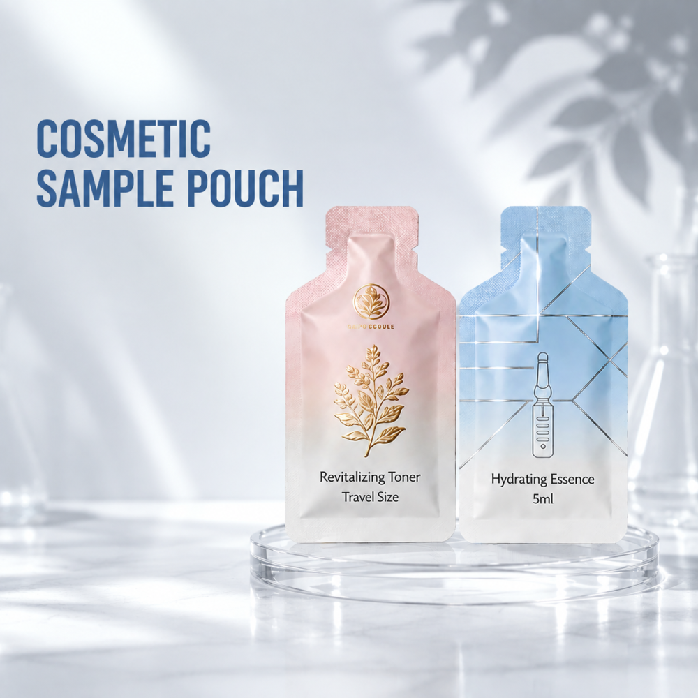 Custom Cosmetic Sample Pouches | Luxury Skincare Sachet Packaging