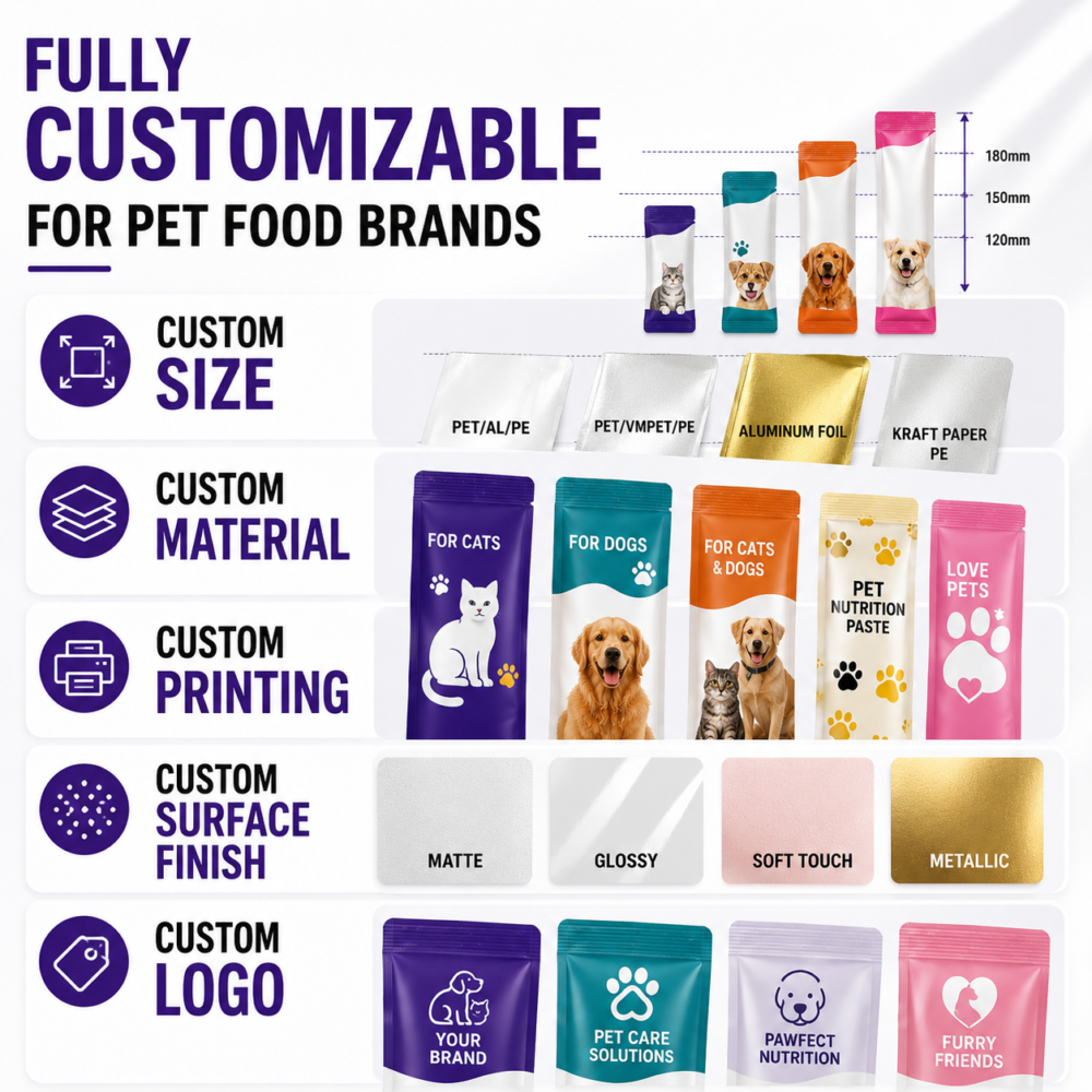 Custom Pet Wet Food Sachet Packaging