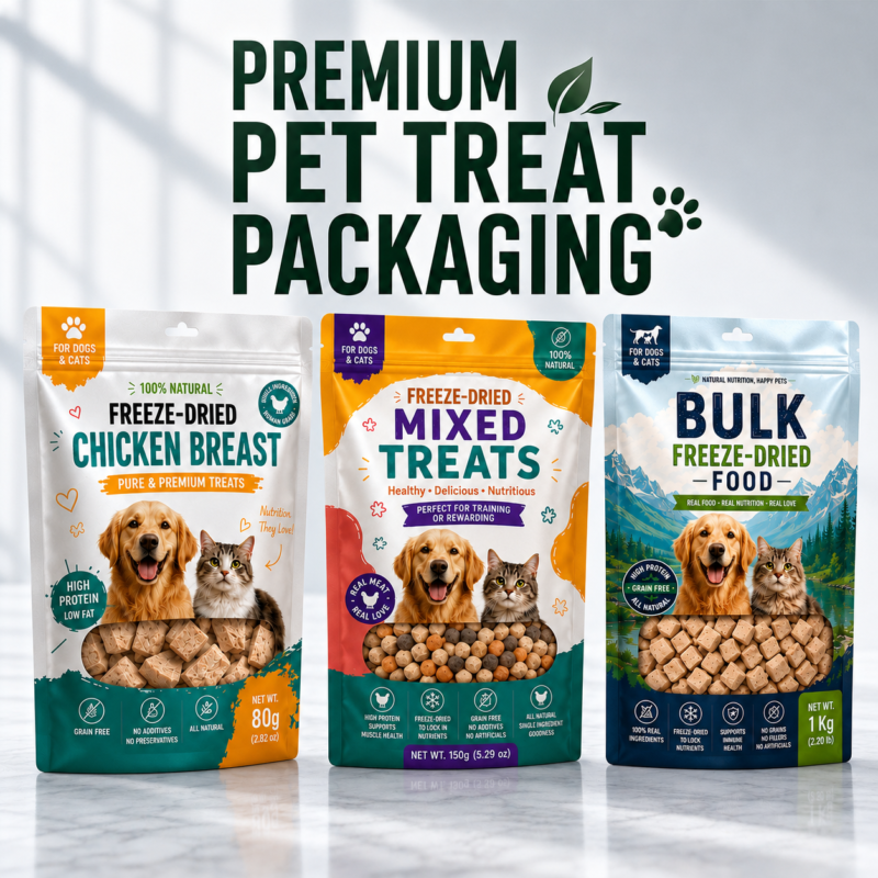 custom-pet-treat-packaging-solutions Custom Stand Up Pet Treat Pouches