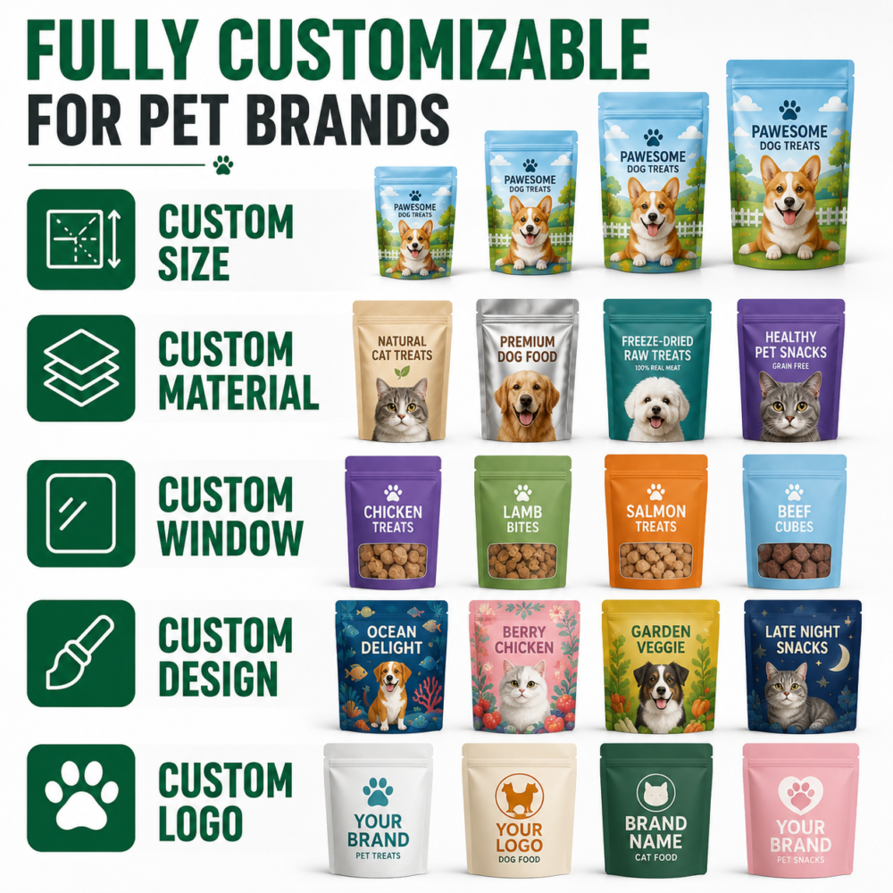 Custom Stand Up Pet Treat Pouches