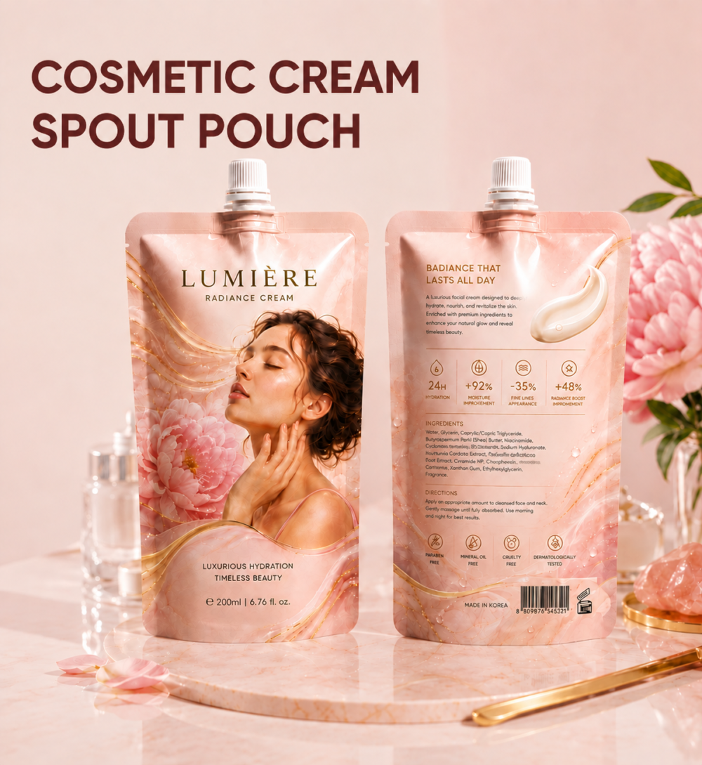 custom-skincare-spout-pouch-packaging Custom Cosmetic Cream Spout Pouch Packaging | Skincare Refill Pouch Manufacturer