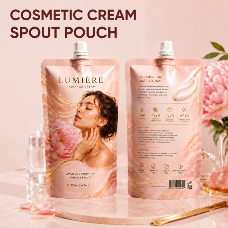custom-skincare-spout-pouch-packaging Custom Cosmetic Cream Spout Pouch Packaging | Skincare Refill Pouch Manufacturer