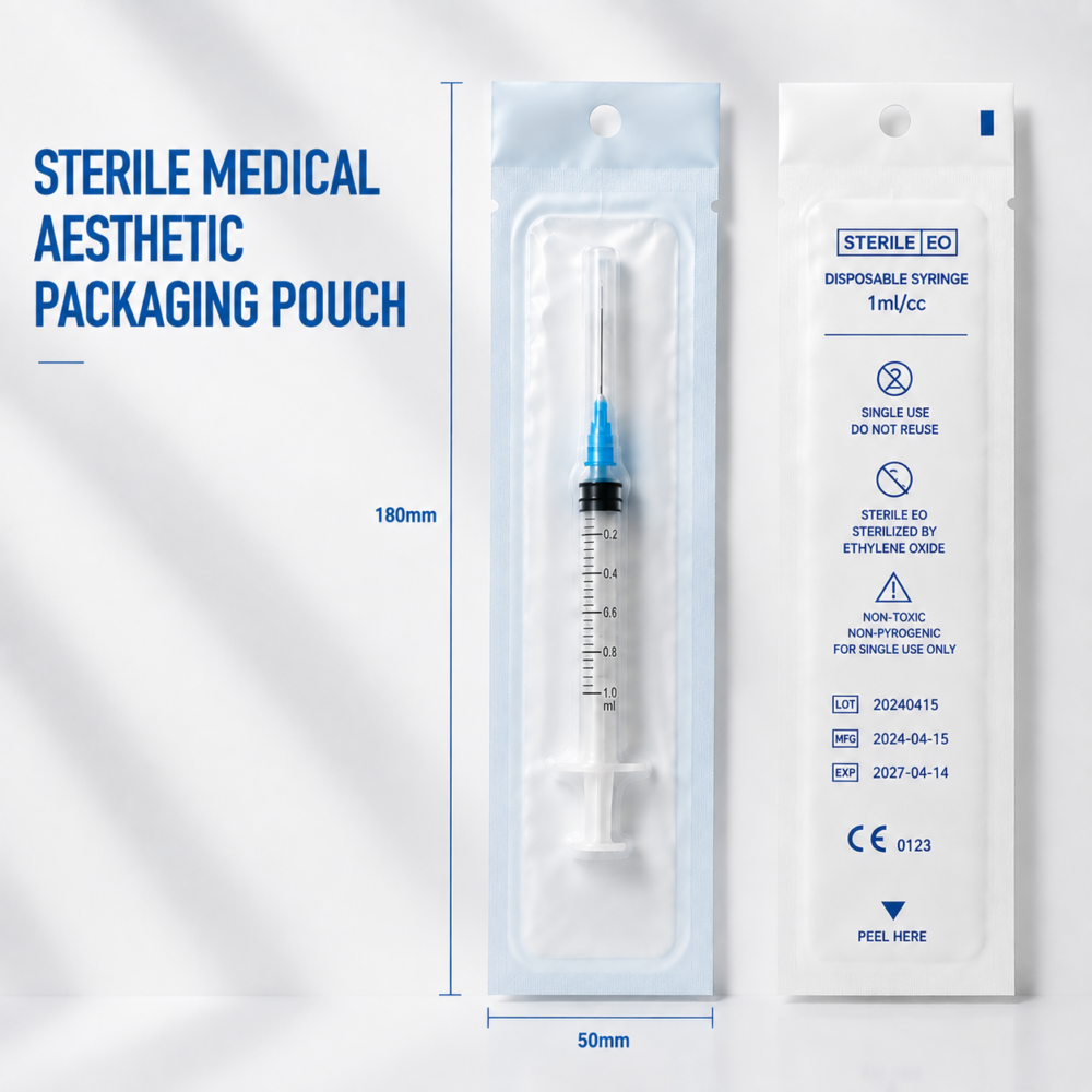 Custom Sterile Medical Aesthetic Packaging Pouches for Syringes