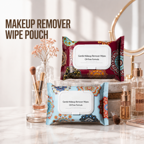 Custom Printed Makeup Remover Wipe Pouches | Cosmetic Wet Wipes Packaging Bags