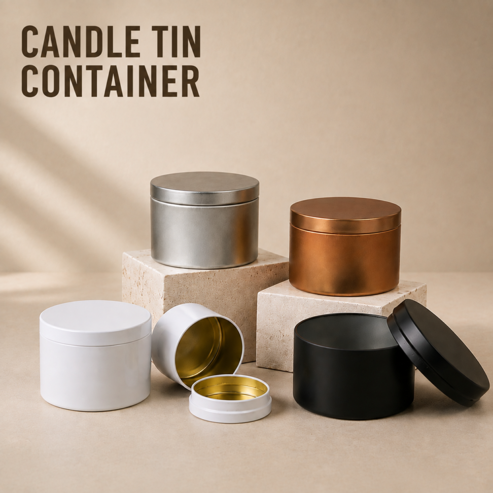 Custom Scented Candle Tin Container Aromatherapy Candle Jar Metal Candle Tin with Lid for Candle Packaging