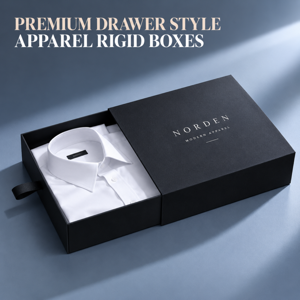 Custom Apparel Drawer Boxes-略缩图3 Custom Apparel Drawer Boxes – Sleeve and Tray Clothing Box