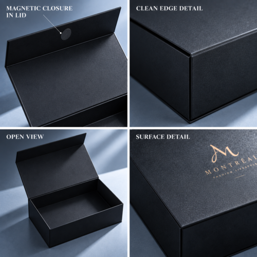 Custom Apparel Magnetic Gift Boxes-略缩图1 custom apparel magnetic gift box structure and closure details