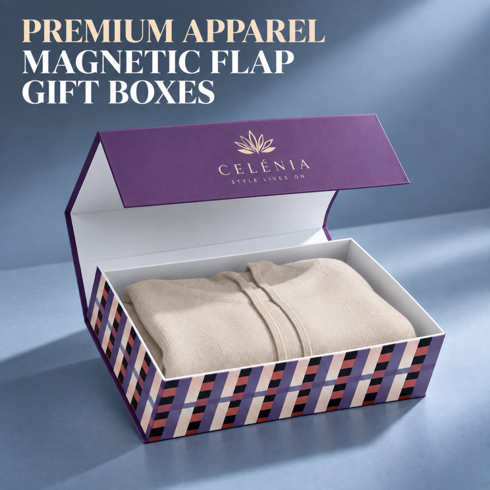 Custom Apparel Magnetic Gift Boxes-略缩图2 custom magnetic flap clothing gift box with apparel insert