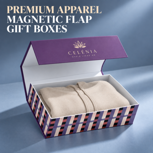 Custom Apparel Magnetic Gift Boxes-略缩图2 custom magnetic flap clothing gift box with apparel insert