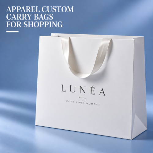 Custom Apparel Shopping Bags-略缩图3 Custom tall paper bags with handles for premium apparel packaging and retail presentation