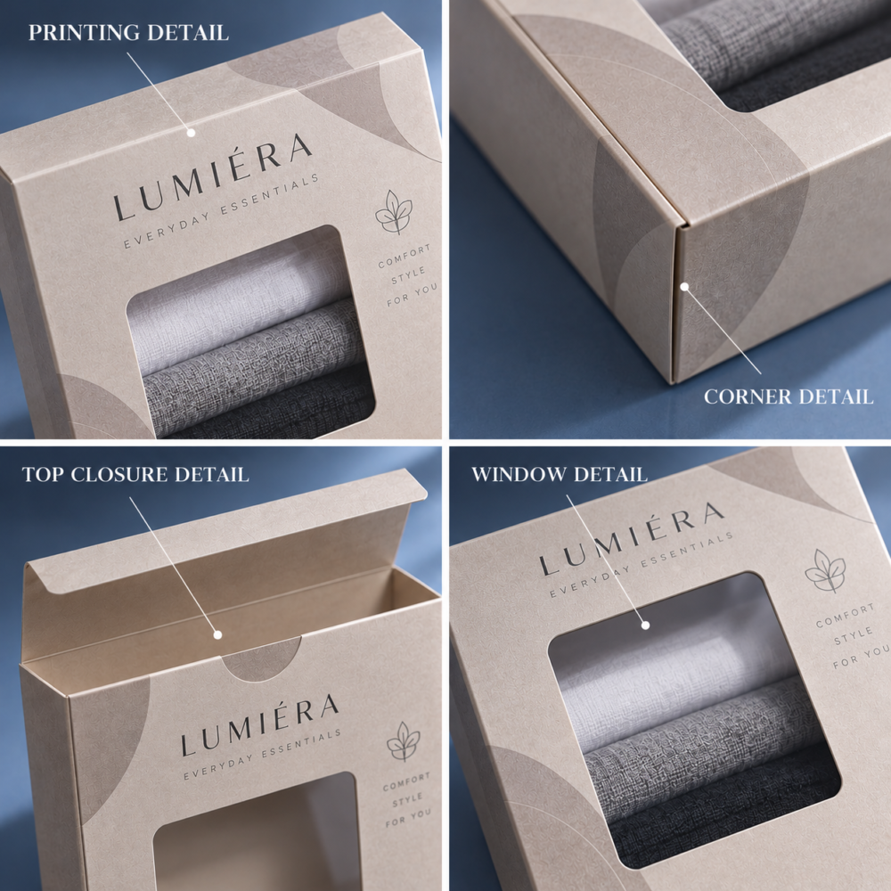 Custom Apparel Window Boxes-略缩图1 Custom Apparel Window Boxes – Die Cut Window Detail