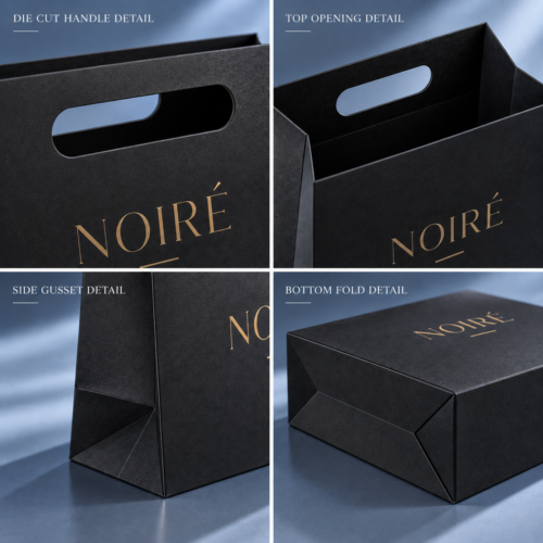 custom clothing die cut handle paper bag structure details