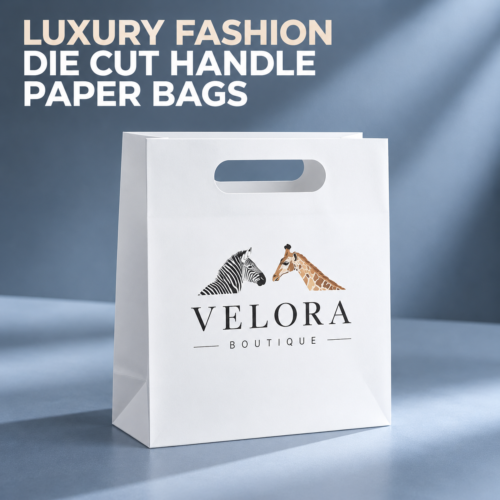 custom printed die cut handle fashion paper shopping bag