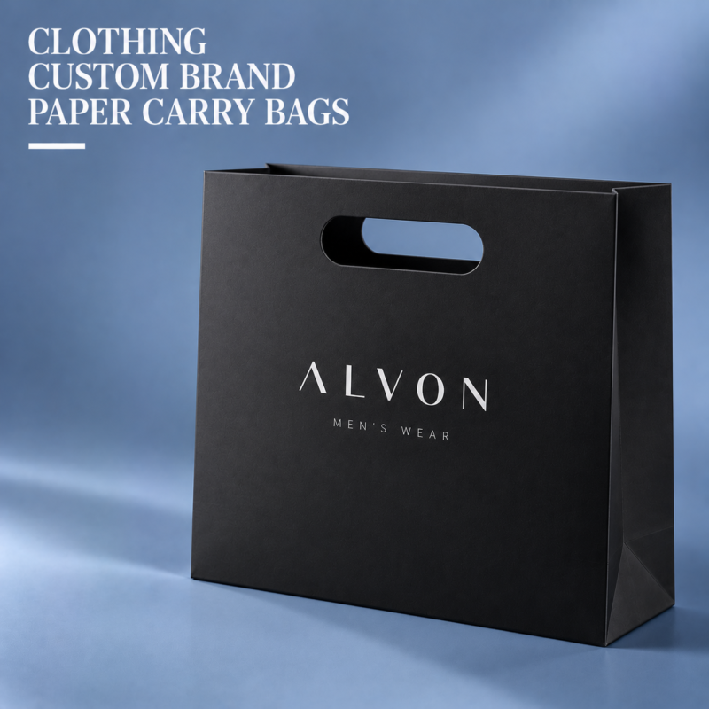 Custom Clothing Paper Bags-主图 Custom clothing paper bags with handles for fashion brands and apparel packaging