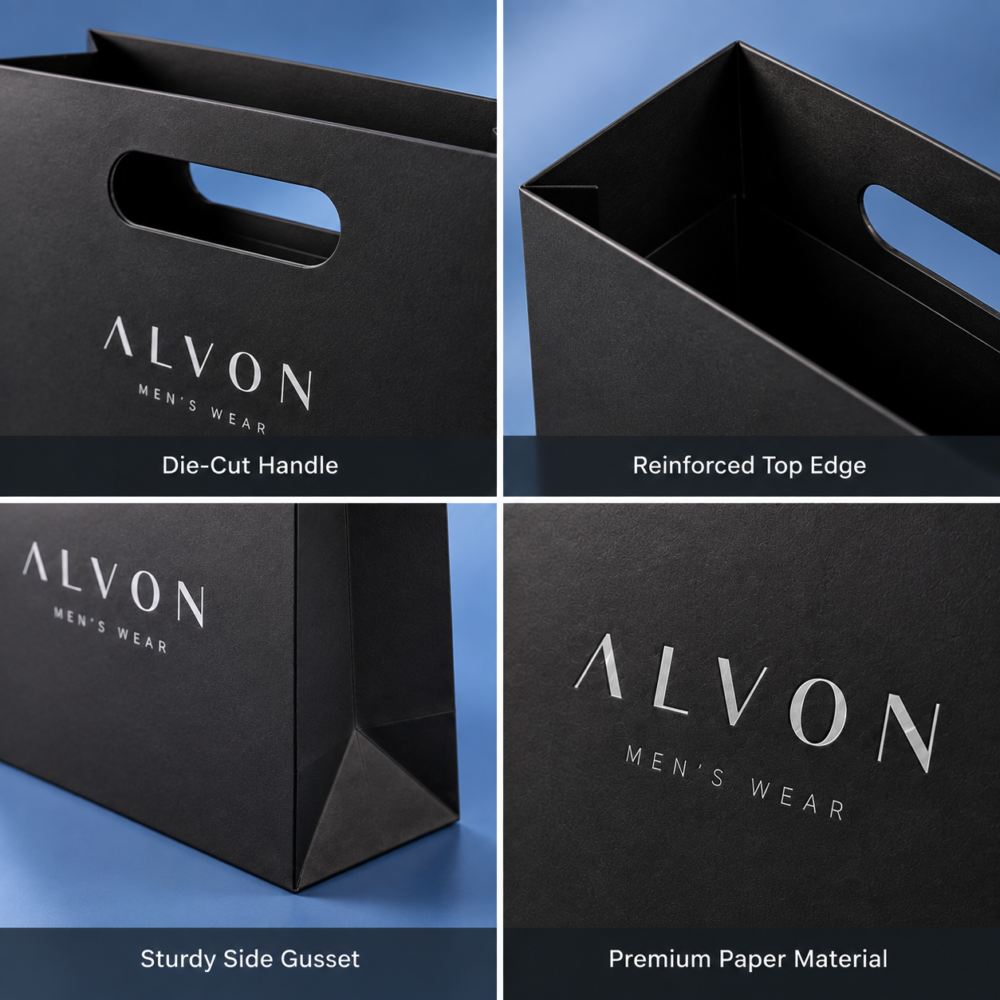 Custom Clothing Paper Bags-略缩图1 Custom printed clothing paper bags with luxury design details and custom branding