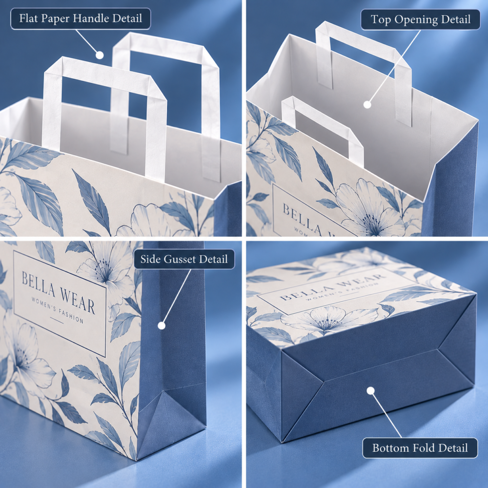Custom Clothing Paper Shopping Bags-略缩图1 custom clothing paper shopping bags with flat paper handles