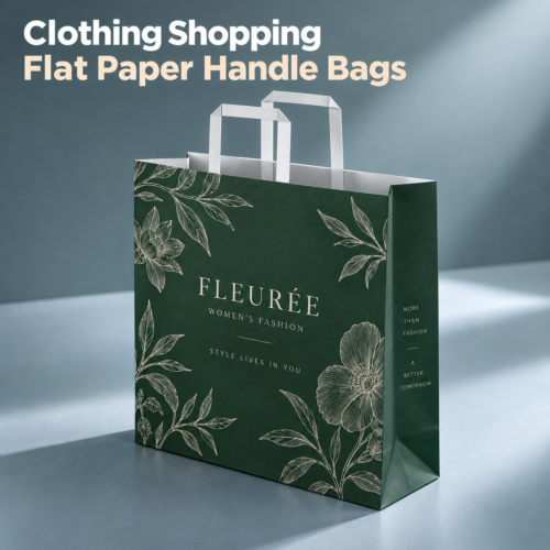 Custom Clothing Paper Shopping Bags-略缩图2 printed clothing shopping paper bags with flat handles