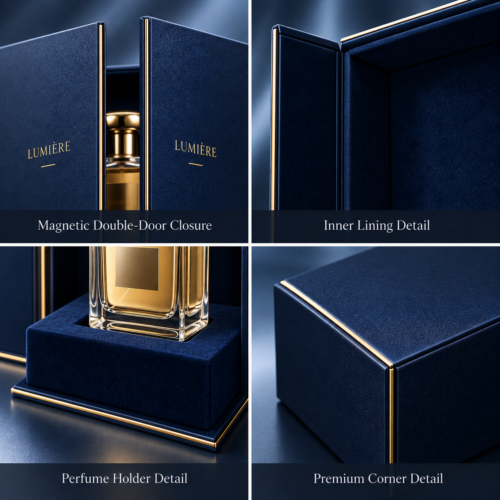 custom double door perfume gift boxes with magnetic closure