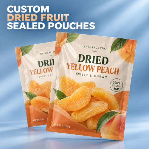 Custom Three Side Seal Snack Pouches for Dried Fruit