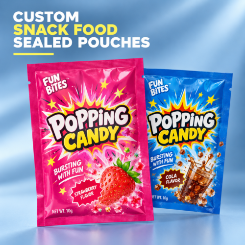 Custom Flat Snack Pouches | Three Side Seal Snack Bags & Food Pouches