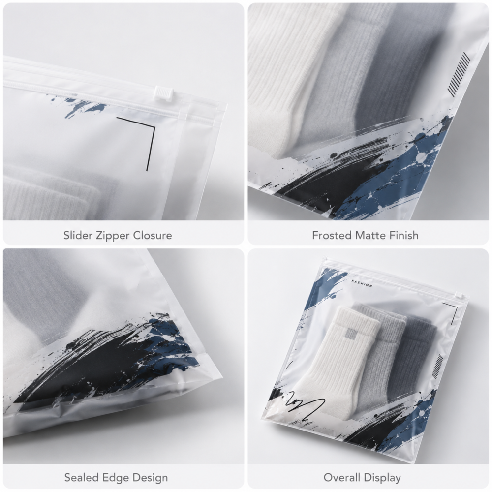 custom frosted zipper bag packaging
