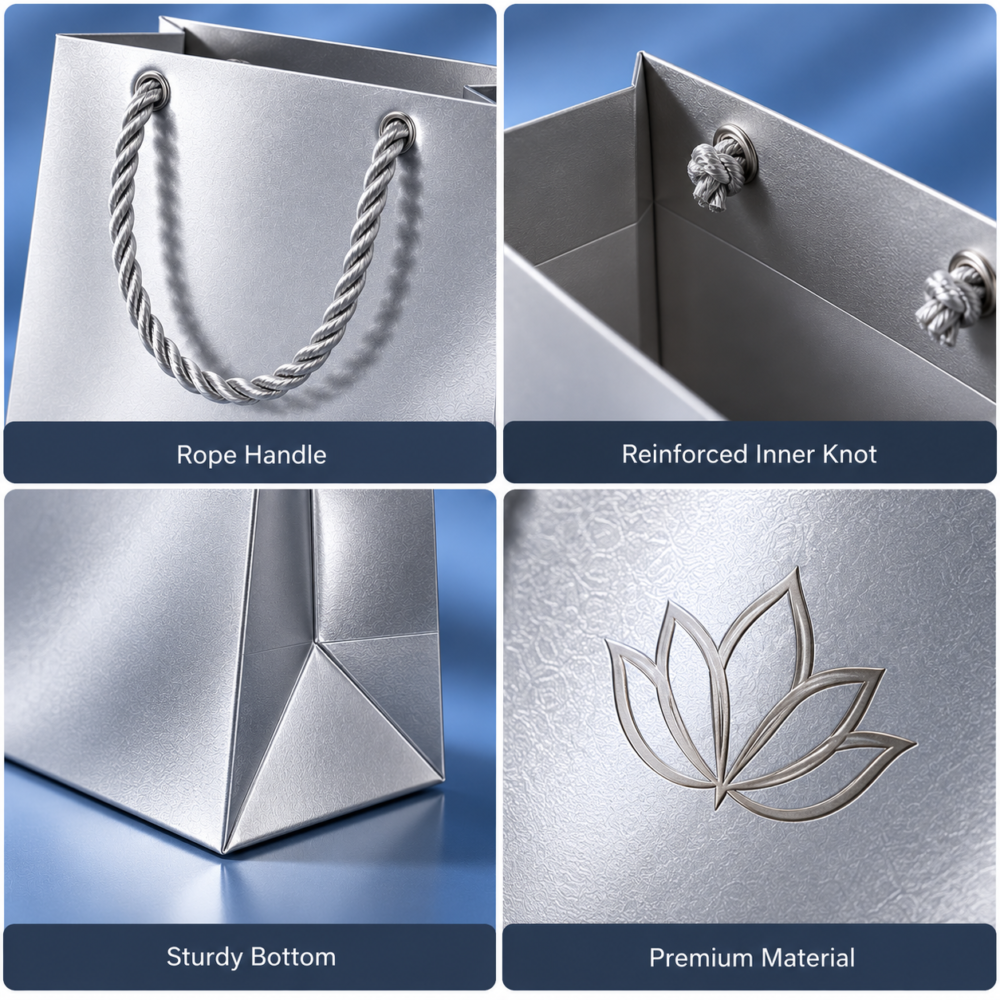 luxury cosmetic paper shopping bag with rope handles