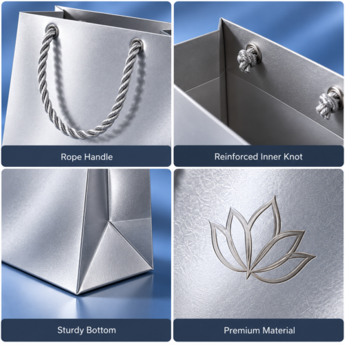 luxury cosmetic paper shopping bag with rope handles