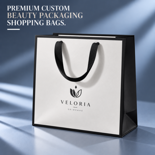 Custom Luxury Cosmetic Shopping Bags | Printed Skincare Paper Bags, Rope Handle Bags