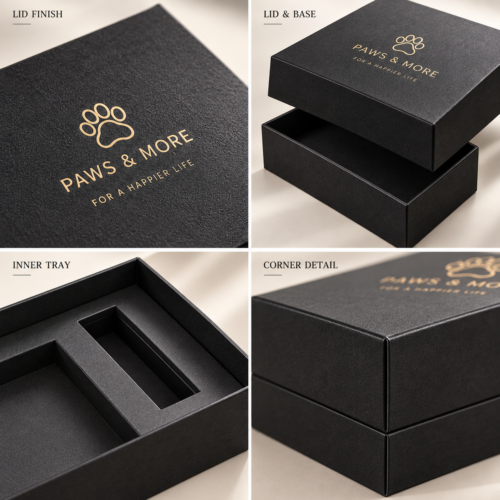 custom pet accessory gift box with lid and base