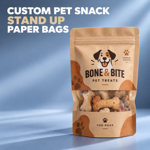 Custom Pet Biscuit Bags | Stand Up Paper Bags, Dog Treat & Cat Treat Packaging