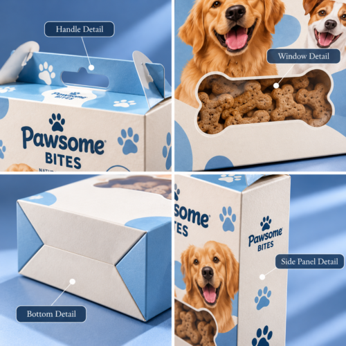 custom pet food carton folding and box structure details
