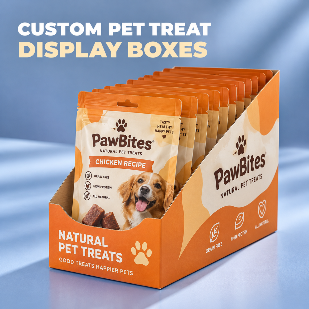 Custom Pet Treat Counter Display Boxes -略缩图3 custom die cut pet treat display carton