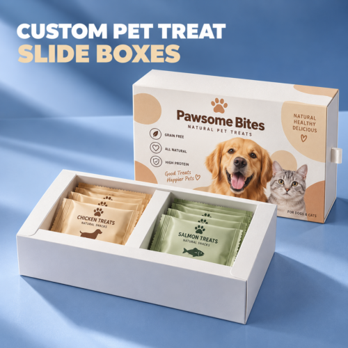 Custom Pet Treat Slide Boxes-略缩图3 two piece pet treat sleeve and tray carton