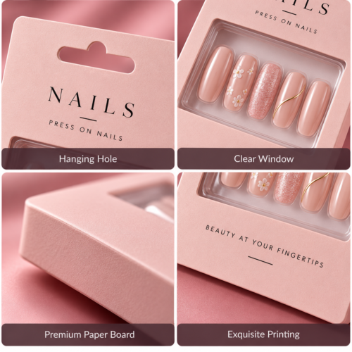 custom press on nail packaging cards with blister display
