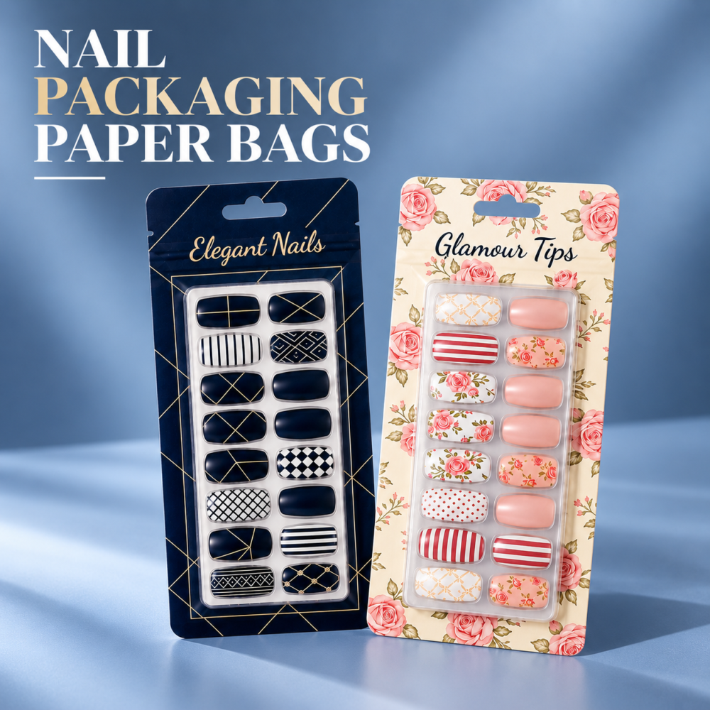 printed press on nail packaging cards with clear blister