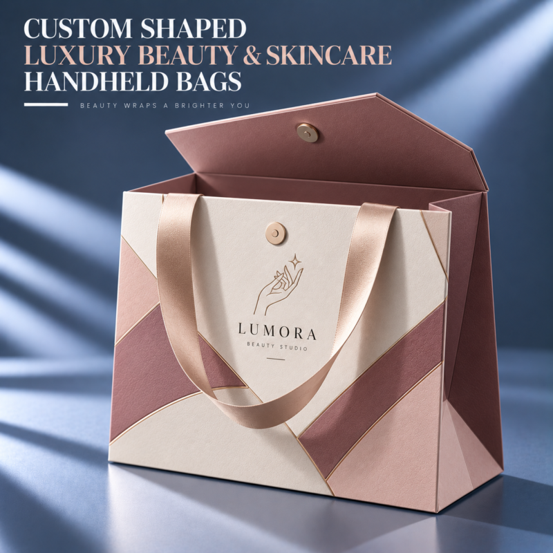 custom shaped paper bags – luxury beauty and skincare shopping bag