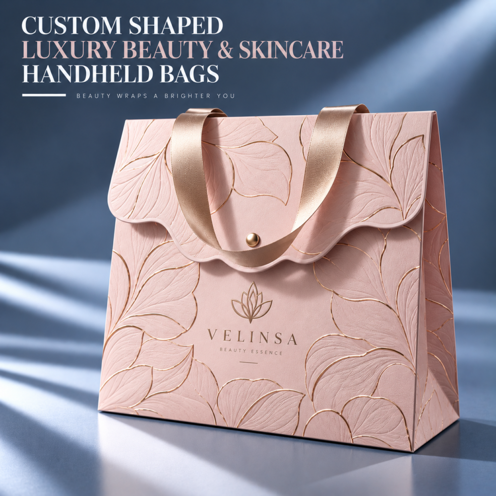 Custom Shaped Paper Bags-略缩图3 Custom Shaped Paper Bags | Luxury Beauty & Skincare Shopping Bags, Ribbon Handle Bags & Custom Printed Paper Bags