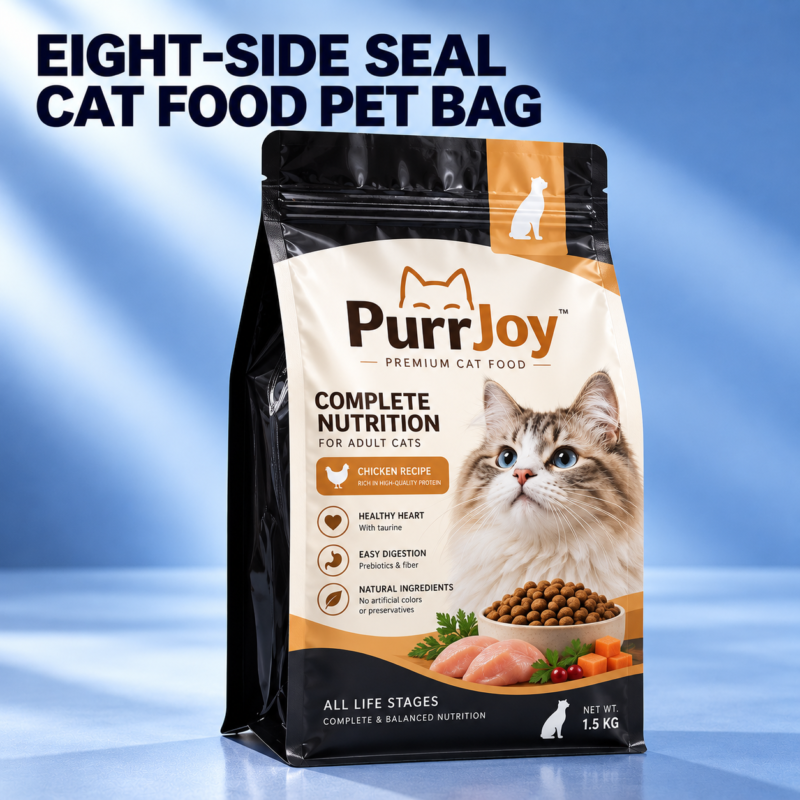 Custom Eight-Side Seal Cat Food Bags