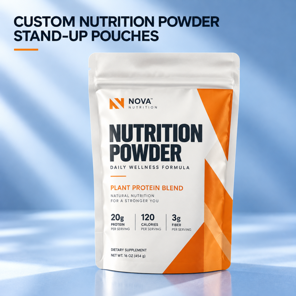 Custom Nutrition Powder Standing Pouches