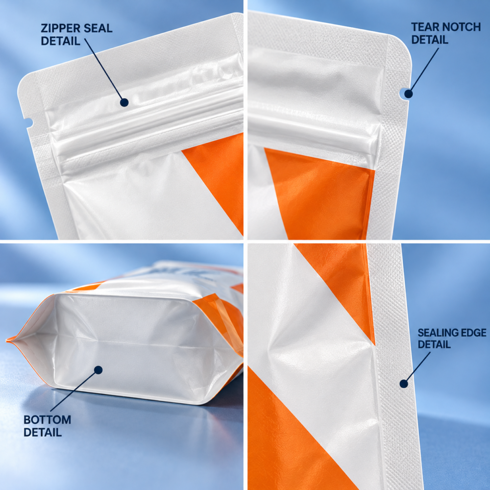 Custom Nutrition Powder Standing Pouches | Collagen & Vitamin Powder Bags | Resealable Nutrition Pouches