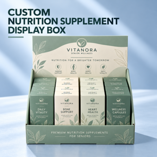 Custom Nutrition Supplement Display Boxes | Vitamin Bottle Display Cartons | Tiered Countertop Displays