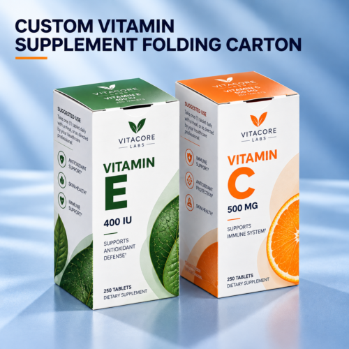 Custom Printed Vitamin Supplement Folding Cartons for Vitamins C and E