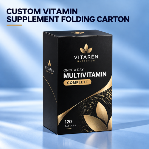 Black Printed Multivitamin Straight Tuck End Carton Box