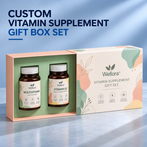 Custom Vitamin Supplement Drawer Boxes with Bottle Inserts