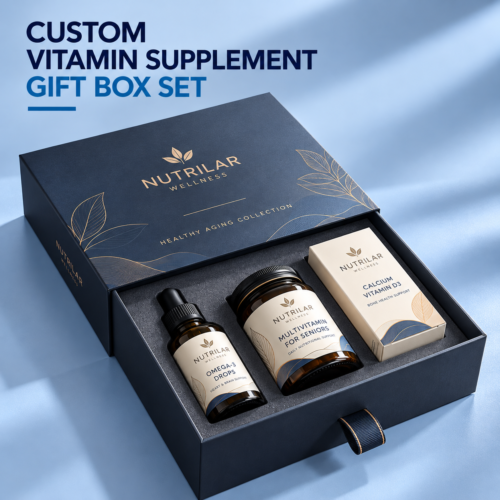 Custom Vitamin Gift Set Drawer Box with Bottle Inserts